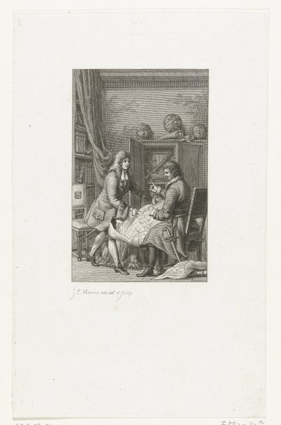 Zar Peter den Store og borgmester Nicolaes Witsen studerer et kort, 1814 af Jacob Ernst Marcus