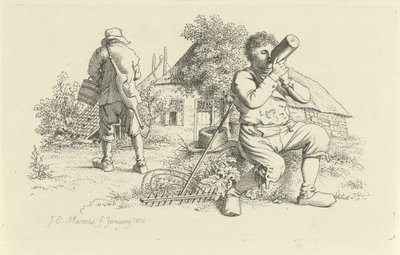 To bønder i en gård Studietryk / Etudes gravées (serietitel) af Jacob Ernst Marcus