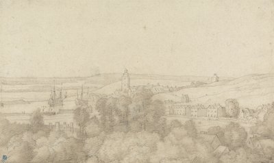 En udsigt over Chatham fra Vesten (pen og blæk over grafit på papir) af Jacob Esselens