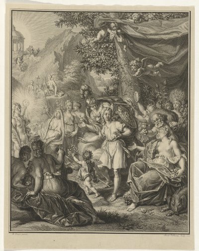 Allegorisk fremstilling med Telemachos og Minerva Adventures of Telemachus (serietitel) af Jacob Folkema