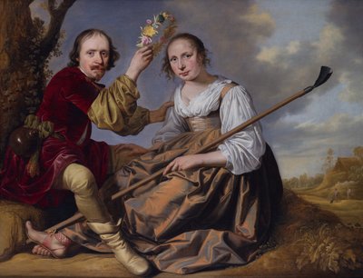 Et par i et pastoralt landskab (olie på lærred) af Jacob Gerritsz Cuyp