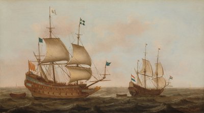 Et krigsskib bygget til Frankrig og en hollandsk yacht under sejl af Jacob Gerritz Loef