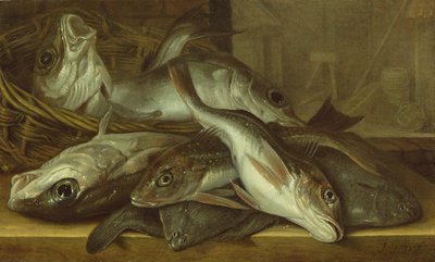 Et stilleben af fisk af Jacob Gillig