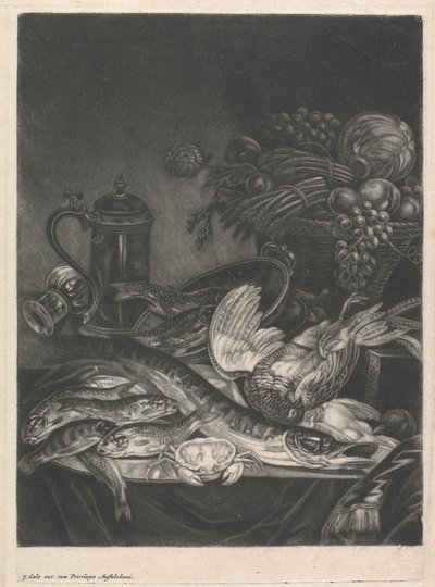 Stilleben med fisk og fjerkræ af Jacob Gole