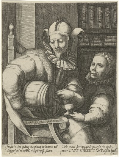Jester med tønde vin af Jacob Goltzius (II)