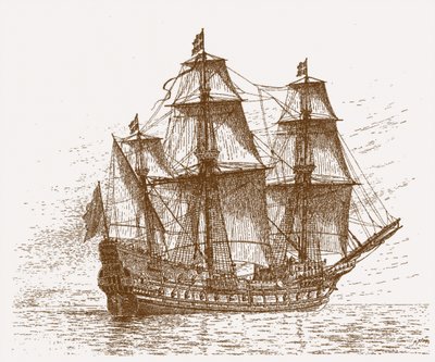 Det svenske flagskib Mars Makalös før slaget ved Gotland-Öland, 30-31 maj 1564, ca. 1908 af Jacob Hagg