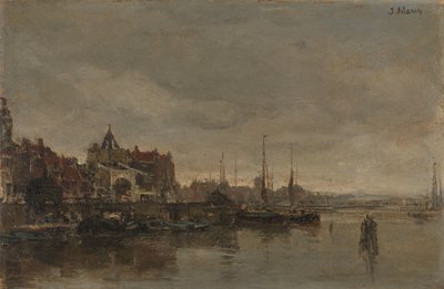 Schreierstoren med broen over Gelderse Kade i Amsterdam af Jacob Henricus or Hendricus Maris