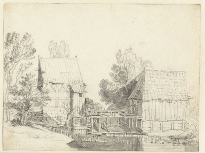 Udsigt over to vandmøller af Jacob Isaacksz van Ruisdael (school of)