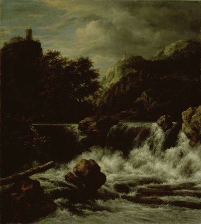 Bjerglandskab med vandfald af Jacob van Ruisdael