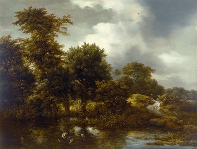 Et skovklædt landskab med en dam, slutningen af 1640
