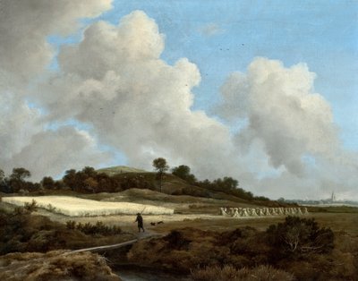 Udsigt over kornmarker med en fjern by, ca. 1670 af Jacob van Ruisdael