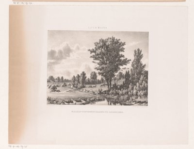 Landskab med køer og hvilende hyrde af Jacob Jan van der Maaten