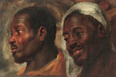 Hovedstudier af to afrikanske mænd (olie på lærred) af Jacob Jordaens