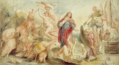 Jesus driver djævelen fra de besatte (kridt & wc på papir) af Jacob Jordaens