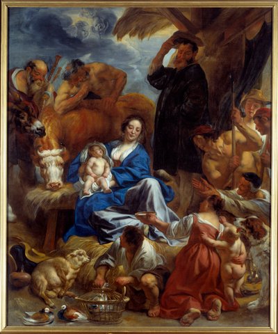 Hyrdernes tilbedelse Maleri af Jacob Jordaens (1593-1678) (ec.flam.) 1616-1620 søn. 1,95x1,22 m Lyon, Musee des Beaux Arts af Jacob Jordaens