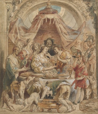 Banketten for Anthony og Cleopatra, 1600-tallet. af Jacob Jordaens