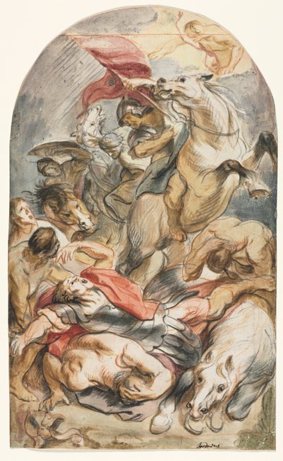 Sauls omvendelse med rytter og banner af Jacob Jordaens