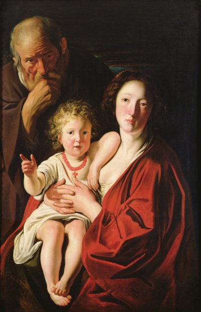 Den hellige familie (olie på lærred) af Jacob Jordaens