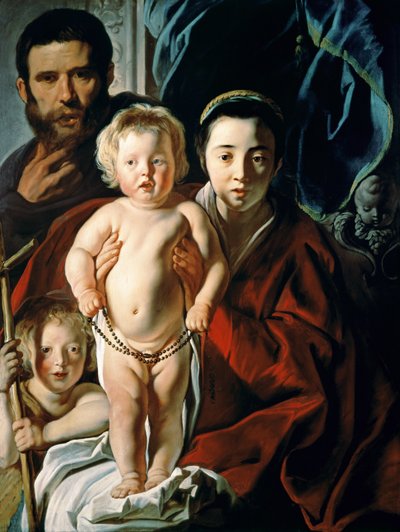 Den hellige familie med Johannes Døberen, c.1620-25 af Jacob Jordaens