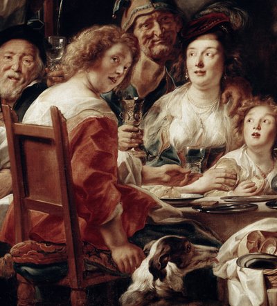 Kongen drikker, detaljer (olie på lærred af Jacob Jordaens