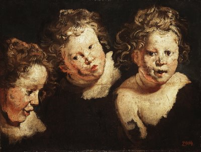 Tre studier af et barnehoved af Jacob Jordaens