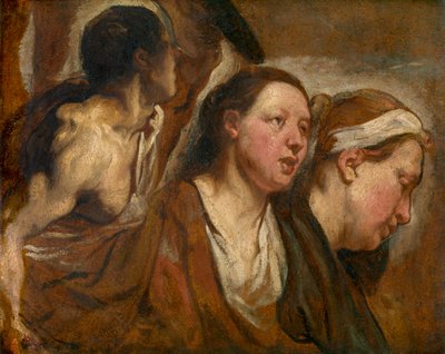 To kvindehoveder og torso af en kriger af Jacob Jordaens