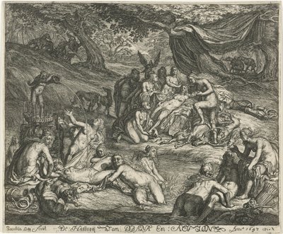 Diana opdager Callisto .s graviditet Historien om Diana og Acteon (titel på objekt) af Jacob Lois