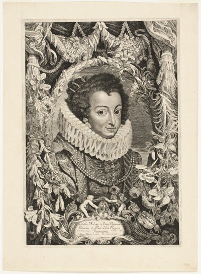 Elisabeth af Bourbon, dronning af Spanien, tavle 13 fra Duces Burgundiae (Dukes of Burgundy) af Jacob Louys