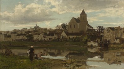 Hollandsk: Gezicht op Montigny-sur-Loing Udsigt over Montigny-sur-Loing af Jacob Maris