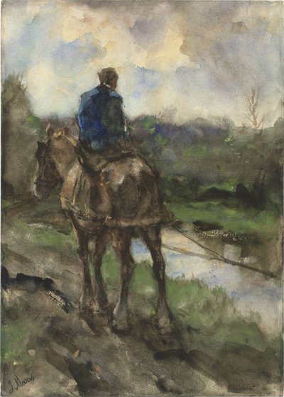 Jæger til hest på trækstien af Jacob Maris