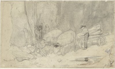 Oksevogn på bjergvej af Jacob Maris