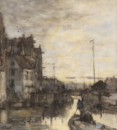Bybilledet om natten af Jacob Maris