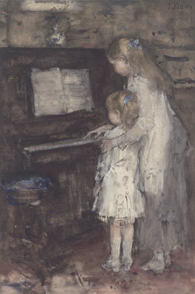 To piger ved klaveret af Jacob Maris
