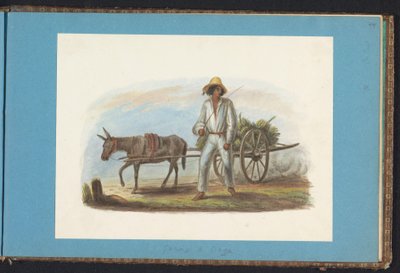 Mand med vogn med bananer Album med tegninger af Surinam, s.44 (50) (serietitel) af Jacob Marius Adriaan Martini van Geffen