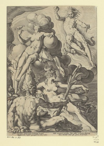 De fire elementer Mytologiske og allegoriske fremstillinger (serietitel) af Jacob Matham (attributed to)
