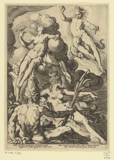 De fire elementer Mytologiske og allegoriske fremstillinger (serietitel) af Jacob Matham (attributed to)