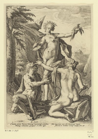 Tre skæbner Mytologiske og allegoriske fremstillinger (serietitel) af Jacob Matham (attributed to)