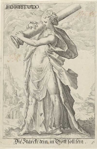 Kracht (styrke) Styrke (titel på objekt) af Jacob Matham (attributed to)