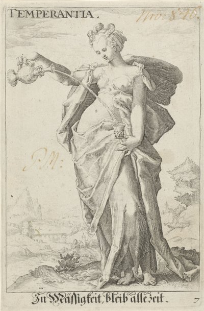 Matighed (temperance) Temperance (titel på objekt) af Jacob Matham (attributed to)