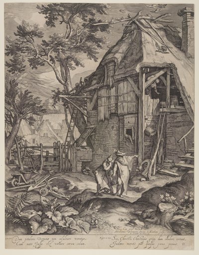 Abraham udstøder Hagar af Jacob Matham