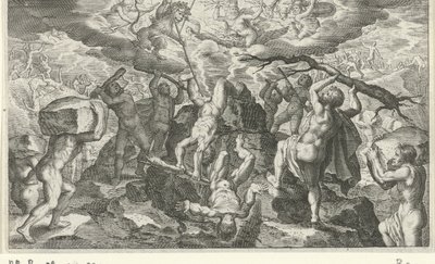 Bacchus hjælper med at besejre titanerne af Jacob Matham
