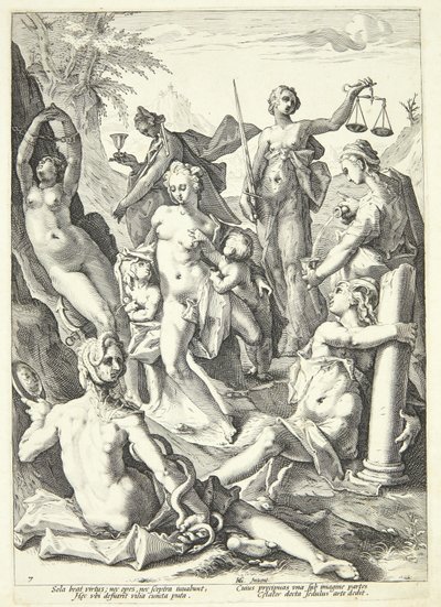 De syv dyder af Jacob Matham