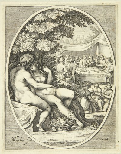 En gud og en gudinde i omfavnelse af Jacob Matham