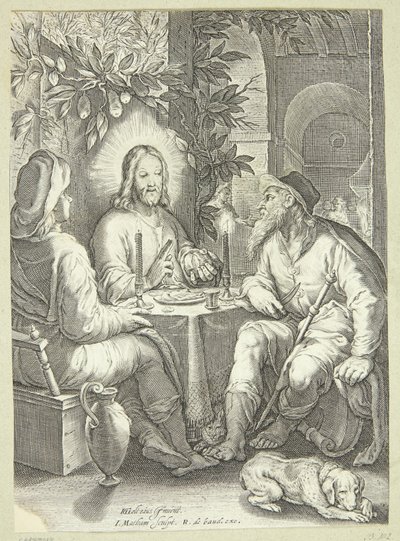 Jesus i Emmaus af Jacob Matham
