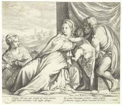 Madonna og barn med St. Johannes Døberen og St. Catherine af Jacob Matham
