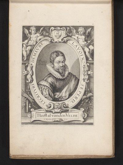 Portræt af Jan van den Velde i en alder af 36 Spejl af skrivekunst (serietitel) af Jacob Matham
