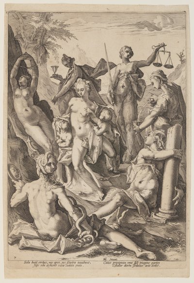 De syv dyder af Jacob Matham
