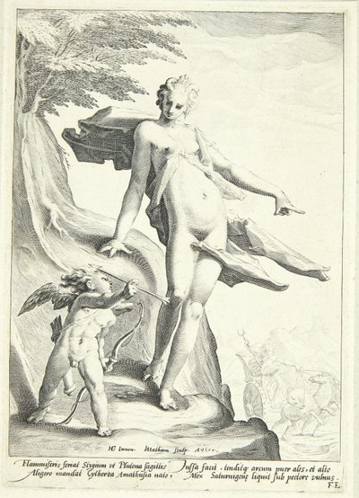 Venus befaler Amor at skyde en pil efter Pluto af Jacob Matham