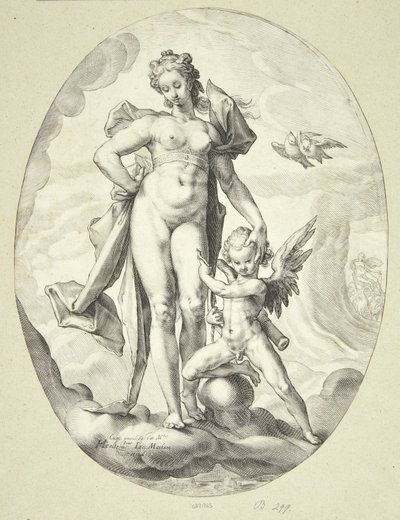 Venus og Amor af Jacob Matham