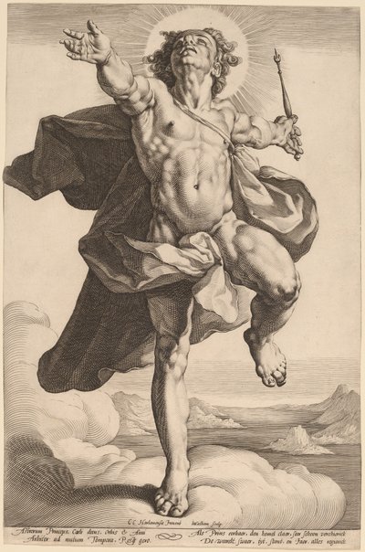 Apollo som Sol af Jacob Matham, after Cornelis Cornelisz van Haarlem